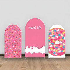 Lofaris Pink Sweet Candy Cream Donut Party Arch Backdrop Kit