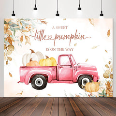 Lofaris Pink Truck Pumpkin On The Way Baby Shower Backdrop