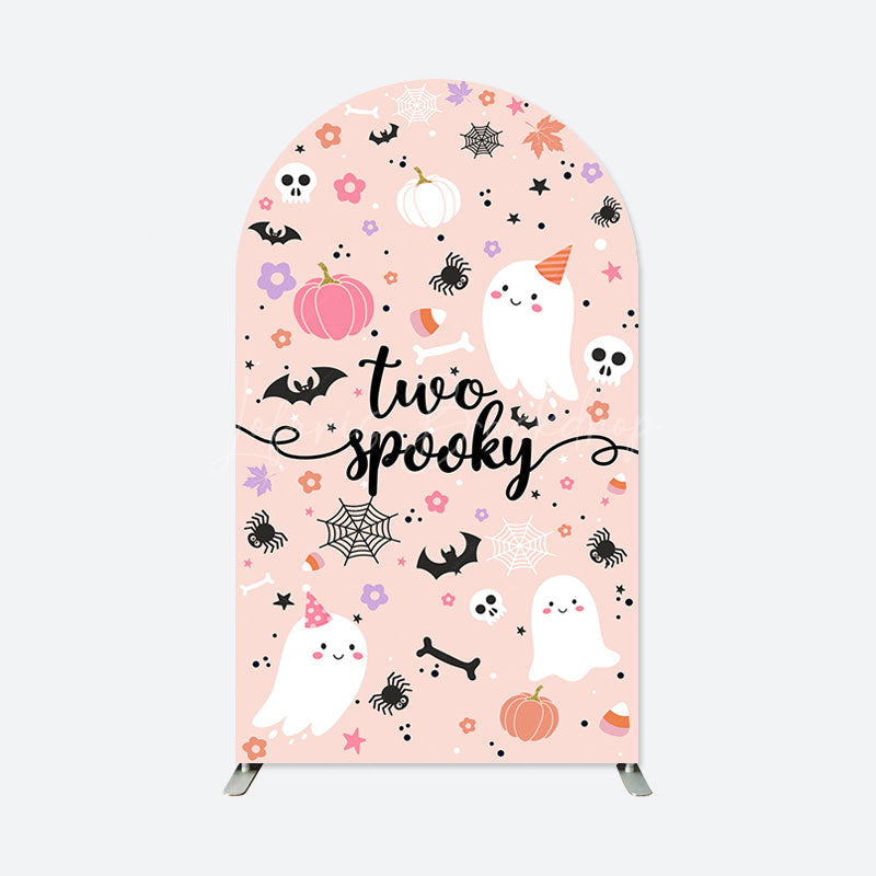 Lofaris Pink Two Spooky Halloween 2nd Birthday Arch Backdrop