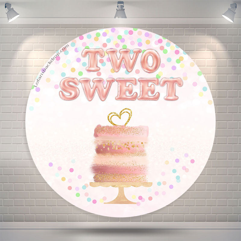 Lofaris Pink Two Sweet Cake Round 2nd Birthday Backdrop