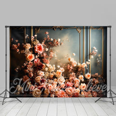 Lofaris Pink Vintage Floral Blue Wall Fine Art Backdrop