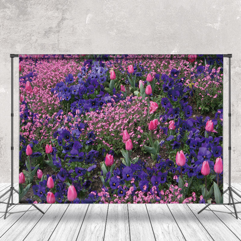 Lofaris Pink Violet Floral Leaves Backdrop For Photography