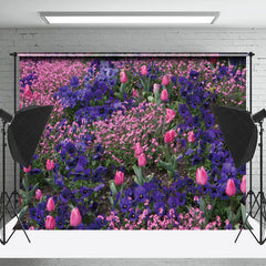 Lofaris Pink Violet Floral Leaves Backdrop For Photography