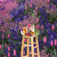 Lofaris Pink Violet Floral Leaves Backdrop For Photography