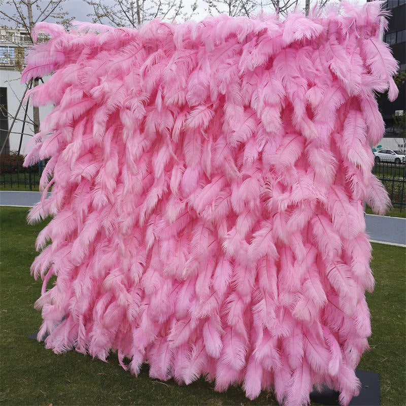 Lofaris Pink Wedding Decor Artificial Feathers Flower Wall