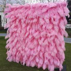 Lofaris Pink Wedding Decor Artificial Feathers Flower Wall