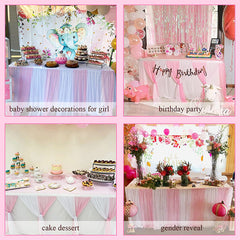 Lofaris Pink White Color Cross Tulle Banquet Table Skirt
