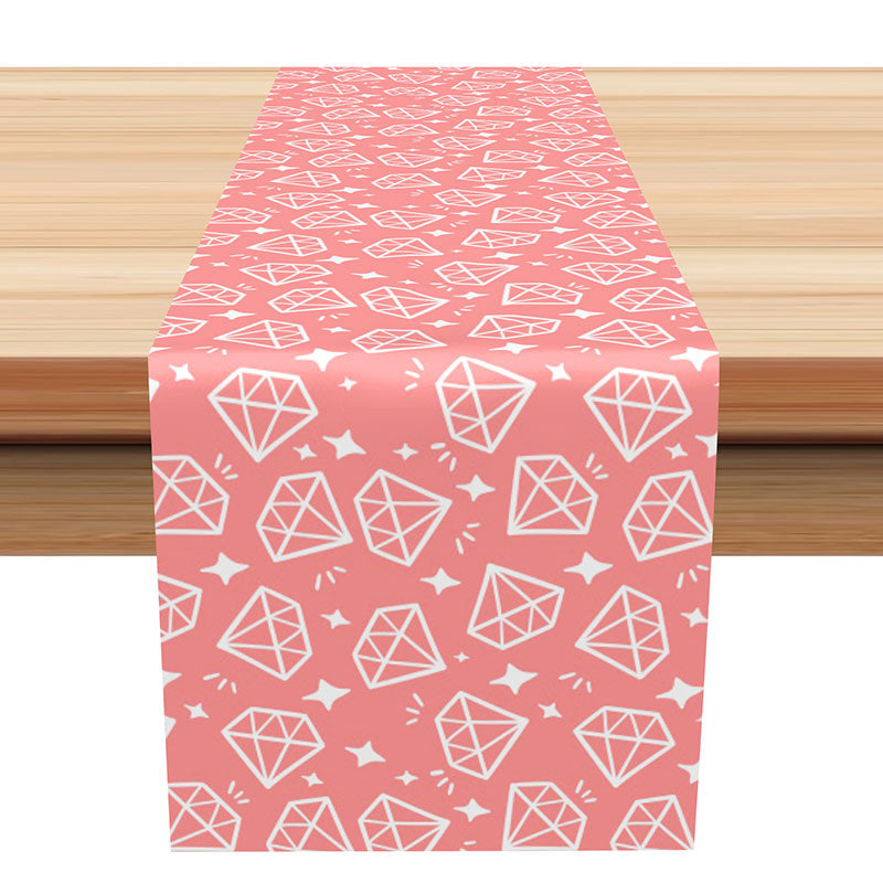 Lofaris Pink White Diamonds Repeat Decoration Table Runner
