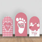 Lofaris Pink White Footprint Plaid Crane Arch Backdrop Kit