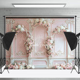 Lofaris Pink White Luxury Wall Floral Wedding Photo Backdrop