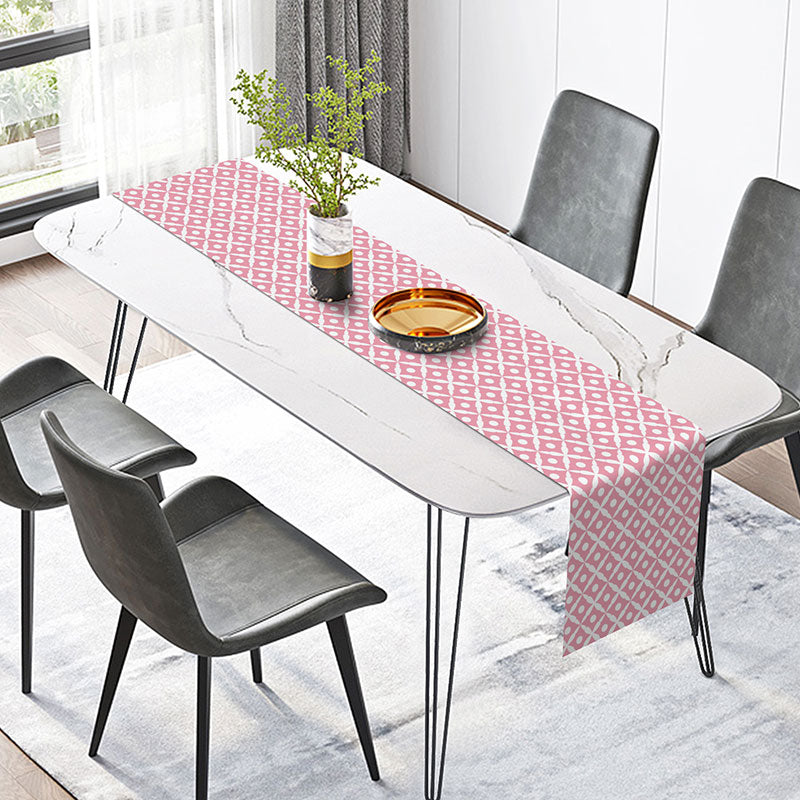 Lofaris Pink White Repeat Pattern Dining Fabric Table Runner
