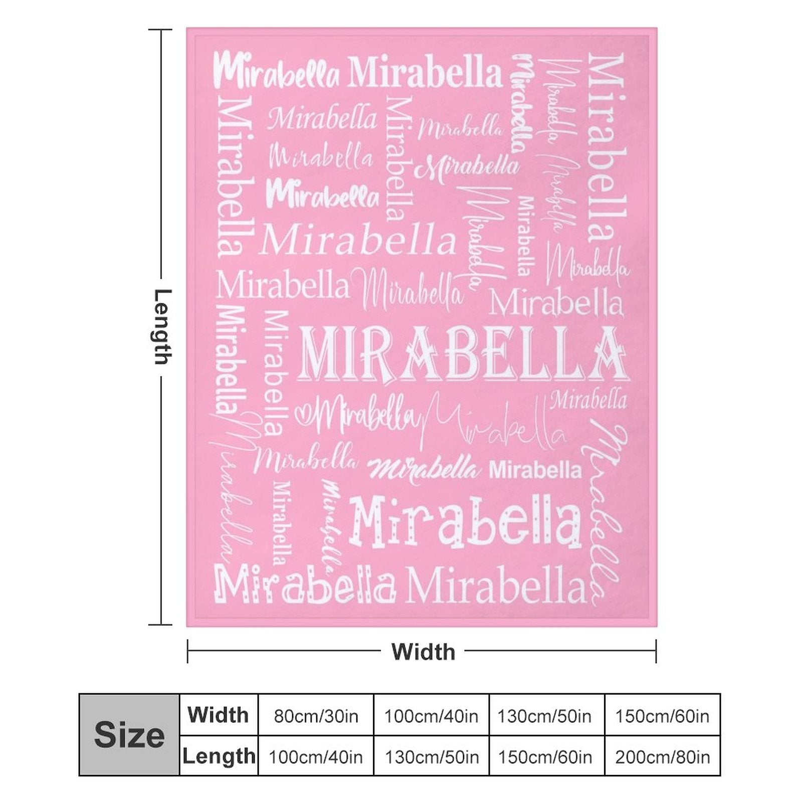 Lofaris Pink White Text Typeface Personalized Name Blanket