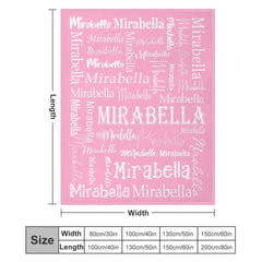 Lofaris Pink White Text Typeface Personalized Name Blanket