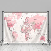 Lofaris Pink World Map Plaid Geographical Party Backdrop