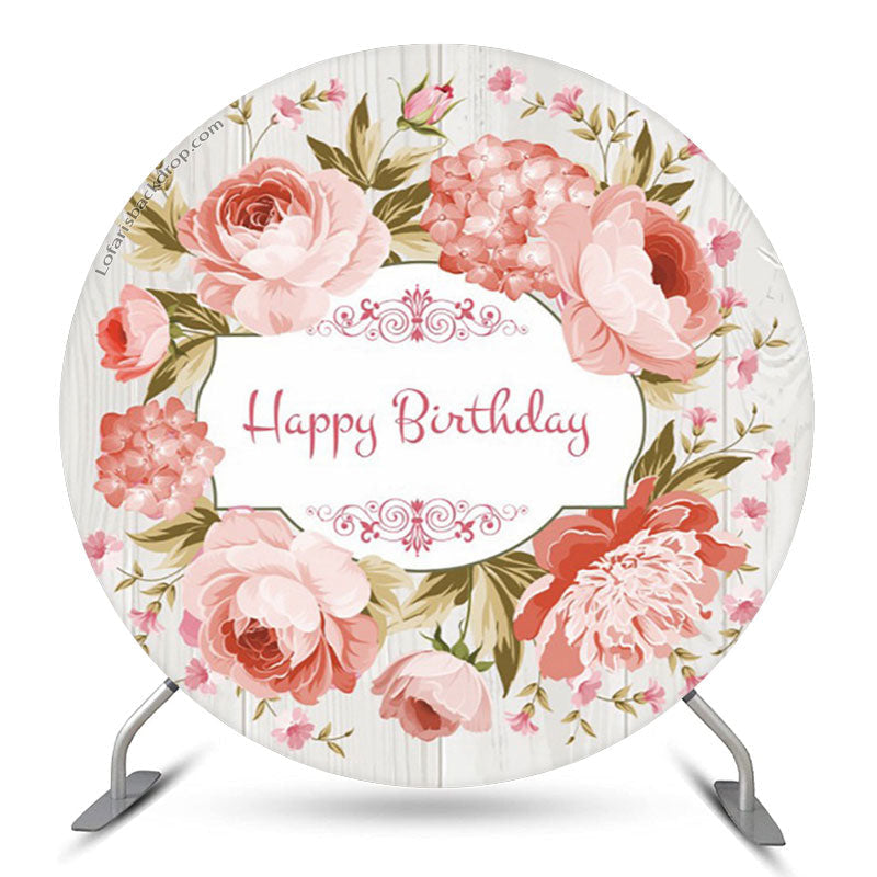 Lofaris Pink Wreath White Wood Birthday Backdrop For Girls