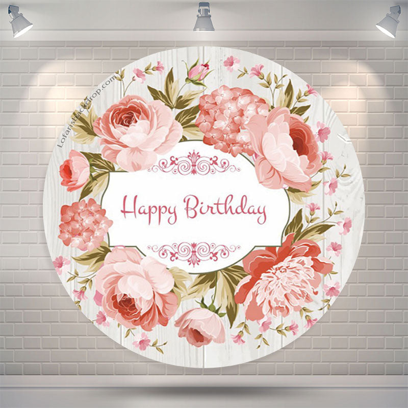 Lofaris Pink Wreath White Wood Birthday Backdrop For Girls