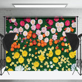 Lofaris Pink Yellow Floral Greenery Spring Photo Backdrop