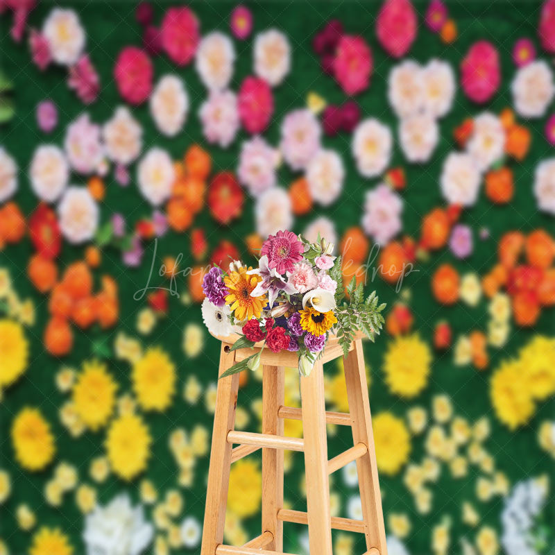 Lofaris Pink Yellow Floral Greenery Spring Photo Backdrop