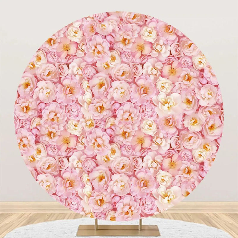 Lofaris Pink Yellow Floral Petals Round Wedding Backdrop