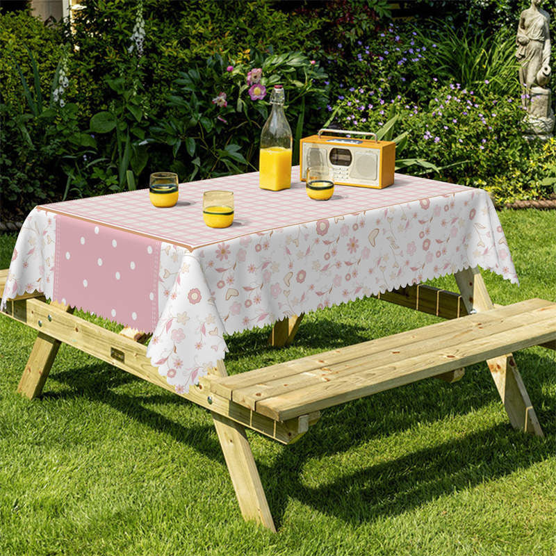 Lofaris Pinky Checkerboard Lovely Sweet Rectangle Tablecloth