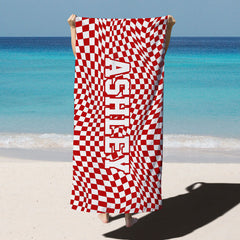 Lofaris Plaid Custom Name Summer Beach Towel for Gifts