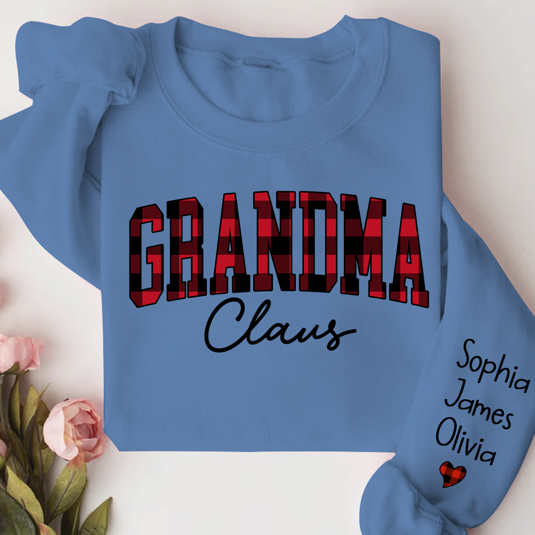 Lofaris Merry Christmas Grandma Caro Claus Sweatshirt with Grandkids