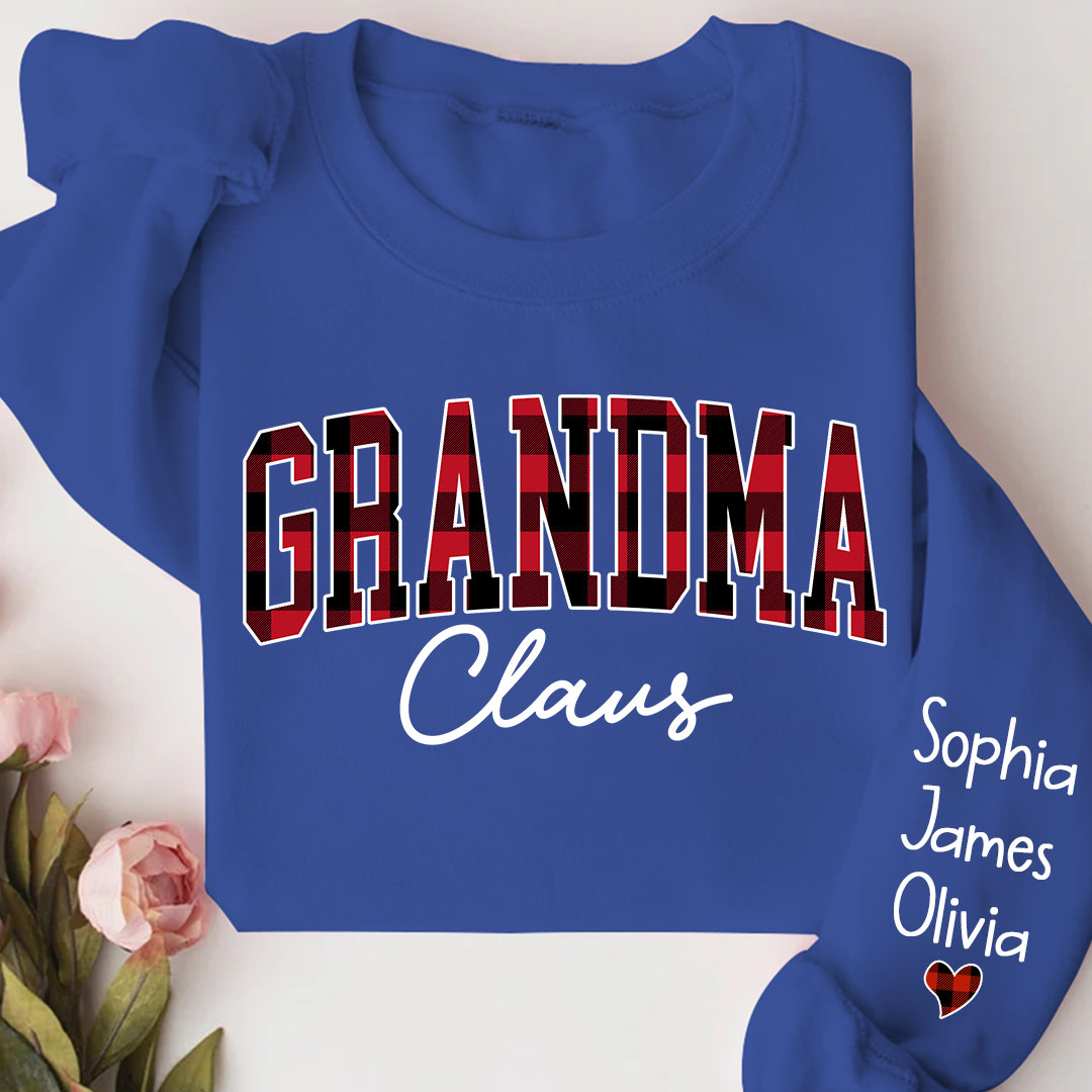 Lofaris Merry Christmas Grandma Caro Claus Sweatshirt with Grandkids