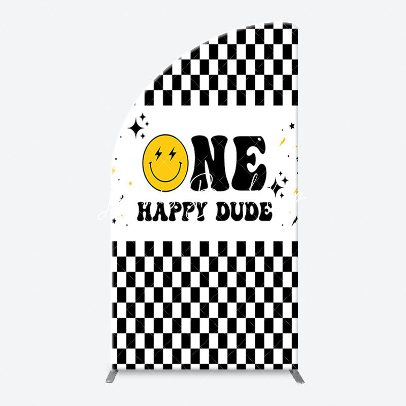 Lofaris Plaid Happy Dude One Arch Backdrop For 1st Birthday