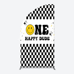 Lofaris Plaid Happy Dude One Arch Backdrop For 1st Birthday