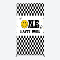 Lofaris Plaid Happy Dude One Arch Backdrop For 1st Birthday