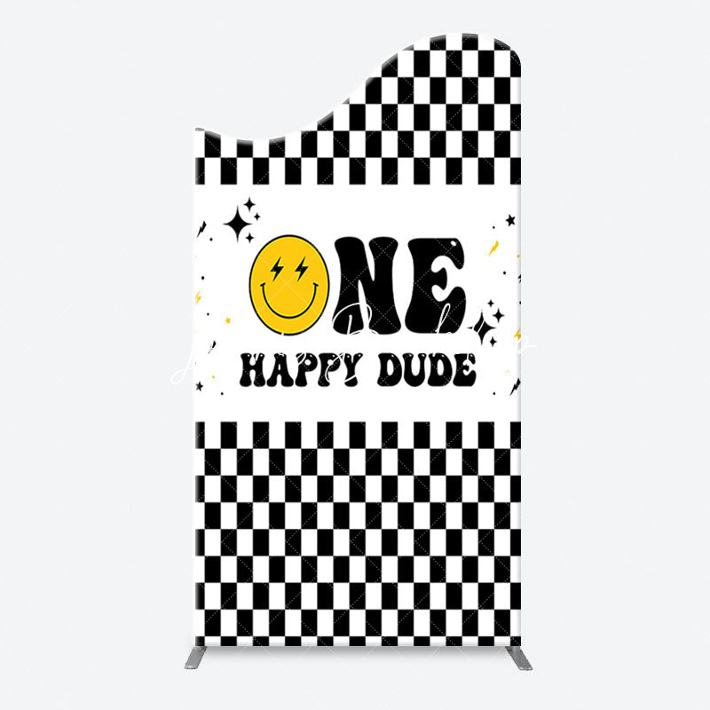 Lofaris Plaid Happy Dude One Arch Backdrop For 1st Birthday