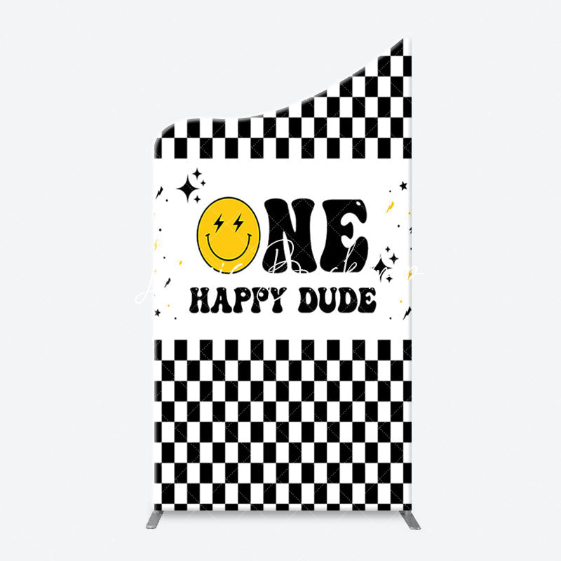Lofaris Plaid Happy Dude One Arch Backdrop For 1st Birthday