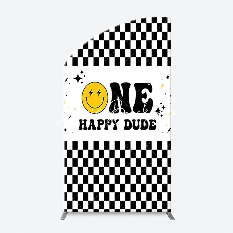 Lofaris Plaid Happy Dude One Arch Backdrop For 1st Birthday