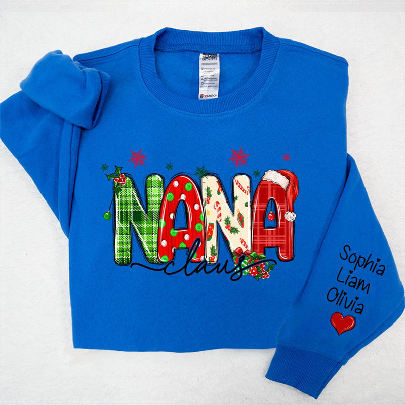 Lofaris Plaid Nana And Kids Claus Custom Christmas Sweatshirt