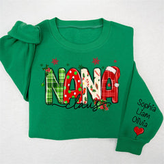 Lofaris Plaid Nana And Kids Claus Custom Christmas Sweatshirt