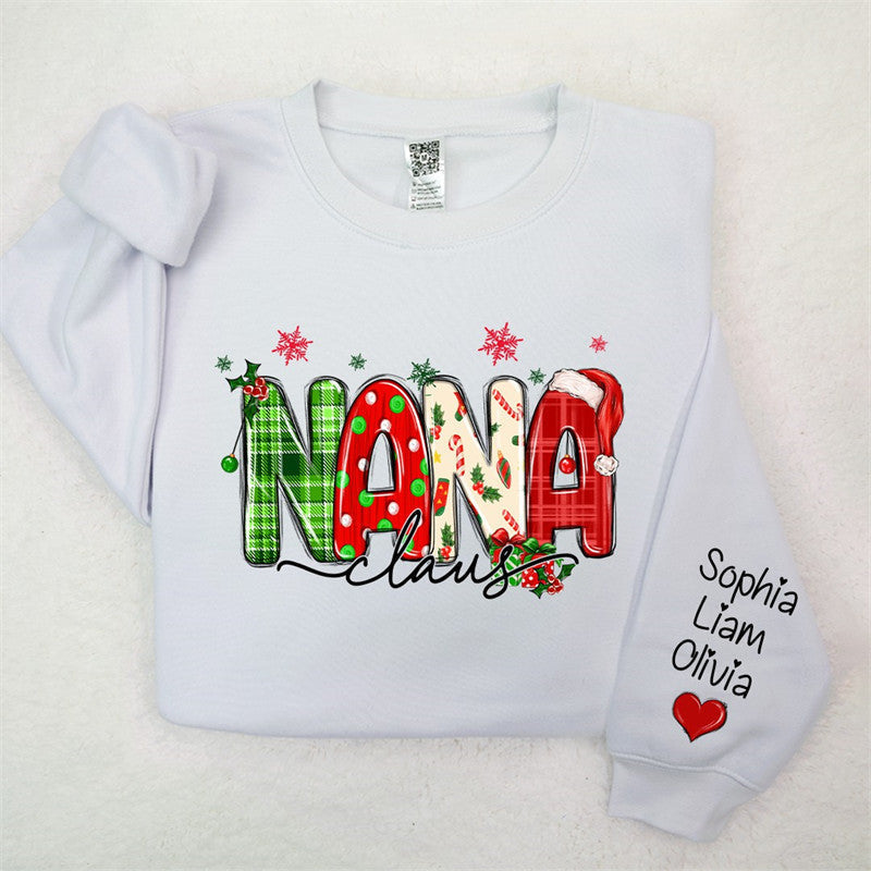 Lofaris Plaid Nana And Kids Claus Custom Christmas Sweatshirt