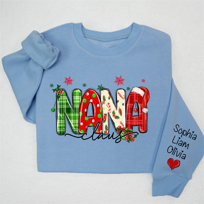 Lofaris Plaid Nana And Kids Claus Custom Christmas Sweatshirt