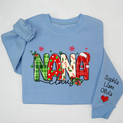 Lofaris Plaid Nana And Kids Claus Custom Christmas Sweatshirt
