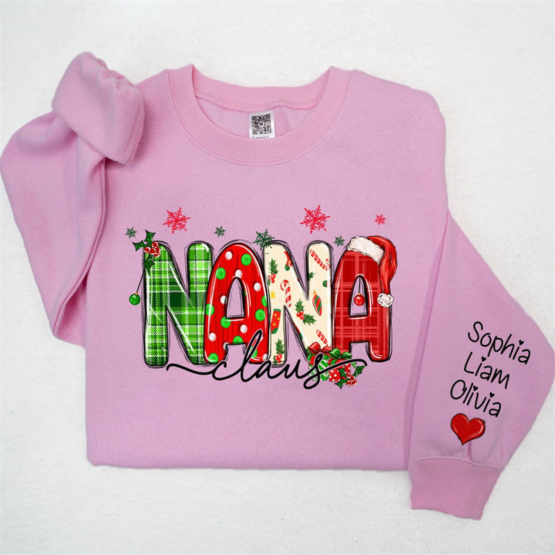 Lofaris Plaid Nana And Kids Claus Custom Christmas Sweatshirt