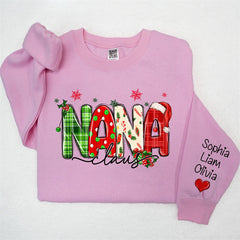Lofaris Plaid Nana And Kids Claus Custom Christmas Sweatshirt