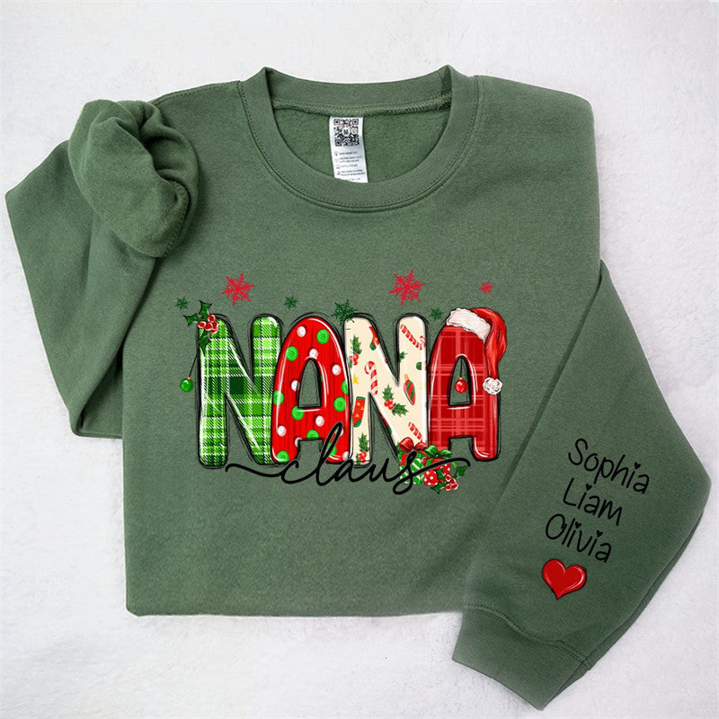 Lofaris Plaid Nana And Kids Claus Custom Christmas Sweatshirt