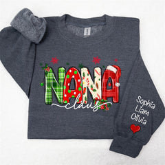Lofaris Plaid Nana And Kids Claus Custom Christmas Sweatshirt