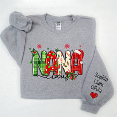 Lofaris Plaid Nana And Kids Claus Custom Christmas Sweatshirt