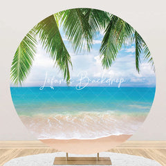 Lofaris Plant Leaf Sandy Hawaii Beach Round Birthday Backdrop