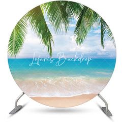 Lofaris Plant Leaf Sandy Hawaii Beach Round Birthday Backdrop