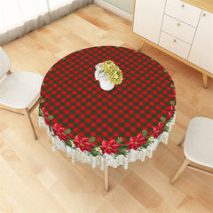 Lofaris Poinsettia Green Red Plaid Christmas Tablecloth