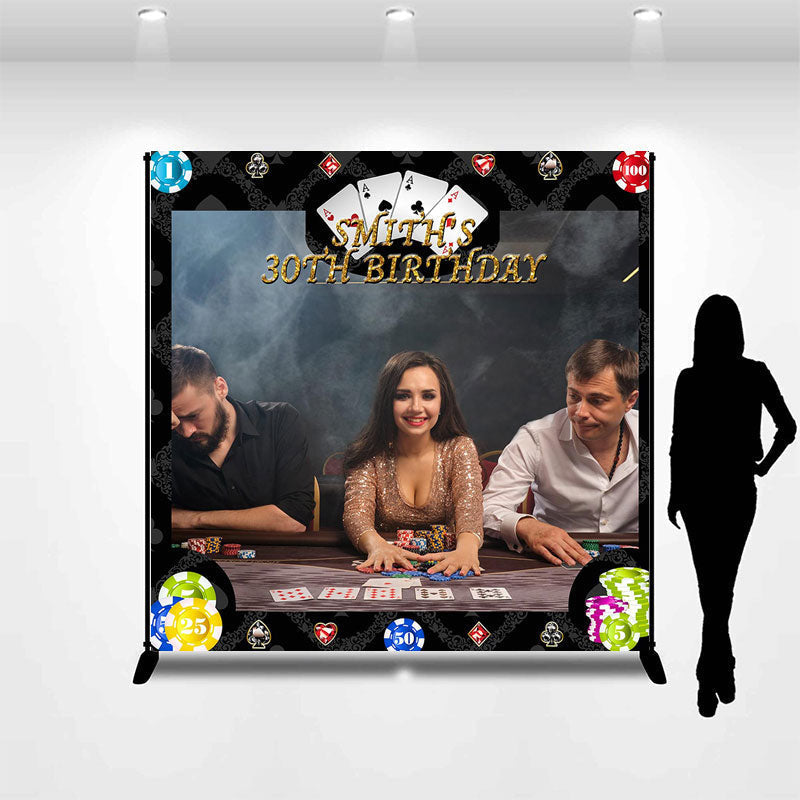 Lofaris Poker Face Custom 30th Birthday Backdrop With Photo