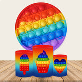 Lofaris Pop It Heart Ice Cream Birthday Round Backdrop