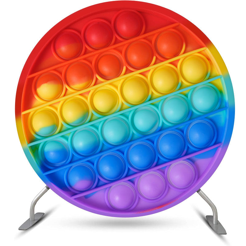 Lofaris Pop It Heart Ice Cream Birthday Round Backdrop