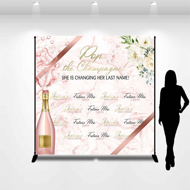 Lofaris Pop The Champagne Custom Bridal Shower Repeat Backdrop